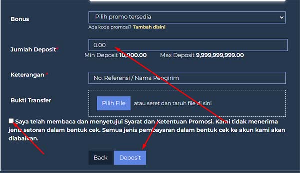 konfirmasi deposit dana anda